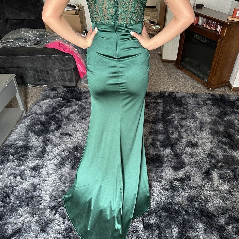 Elegant Green Satin Gown
